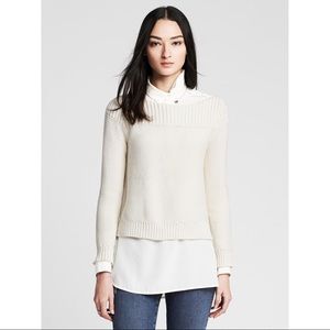 Banana Republic White Seed Stitch Cropped Sweater